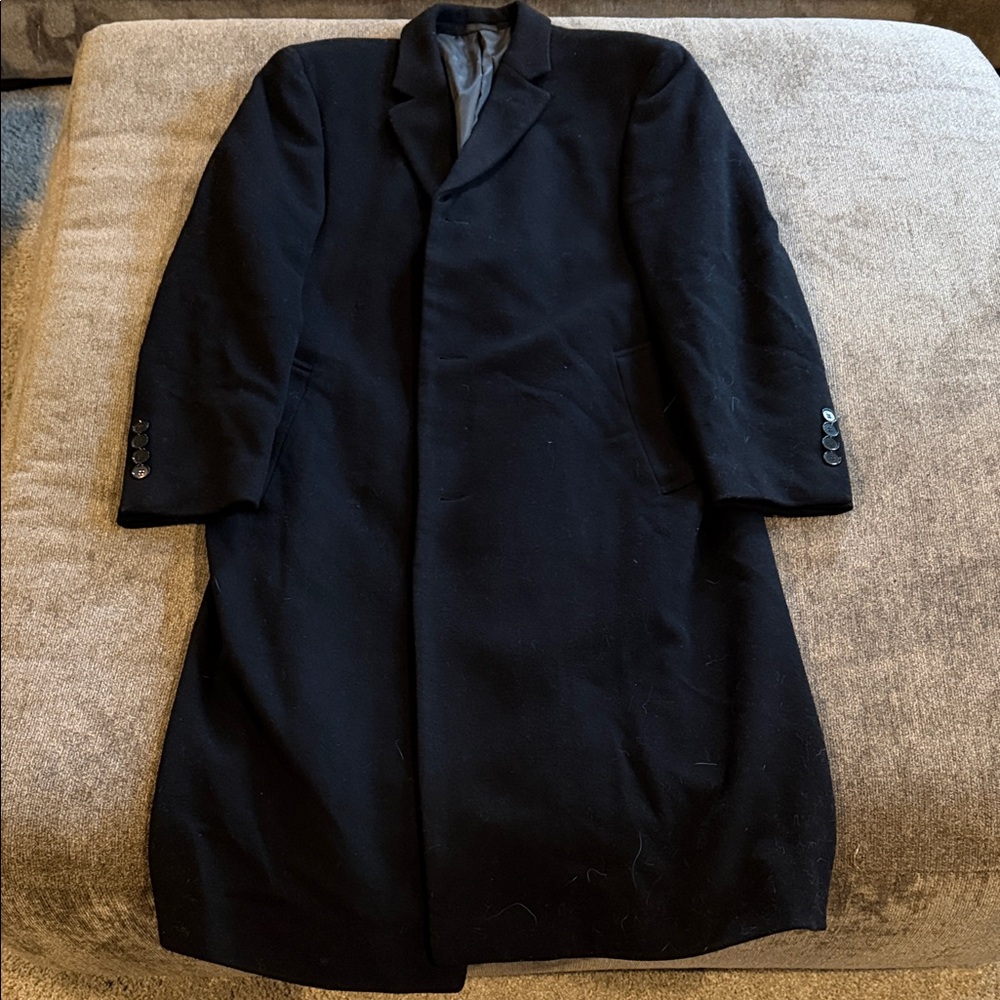 Men's Calvin Klein Cashmere Wool Black Overcoat 40R